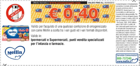 buono sconto omogeneizzati Mellin