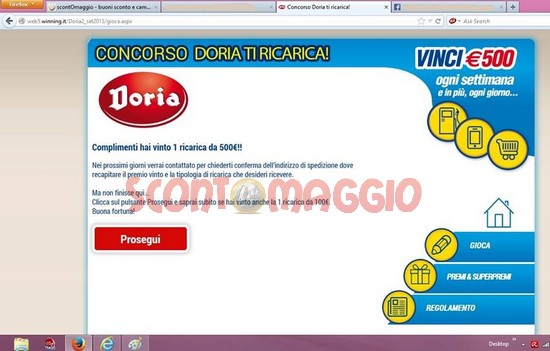 Un’altra vincita da 500 euro al concorso Doria 500 euro concorso doria