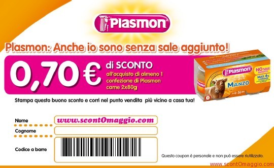 buoni sconto Plasmon carne