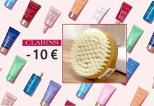 (SOLO OGGI) Clarins: spazzola omaggio + 4 campioni omaggio + buono 10€