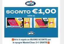 Buoni sconto Arix “MasterClean 2+1 GRATIS” da 1,00 euro
