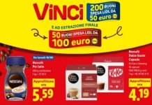 Concorso Nescafé LIDL 2026, vinci 200 buoni spesa 50€ + 50 buoni 100€