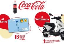 Concorso Coca-Cola… vinci ogni giorno 15 buoni spesa e ogni settimana Scooter Piaggio